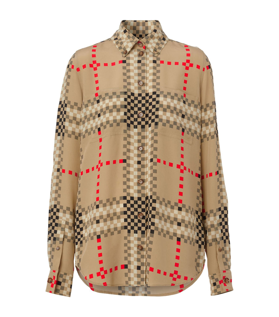 Silk Pixel Check Shirt