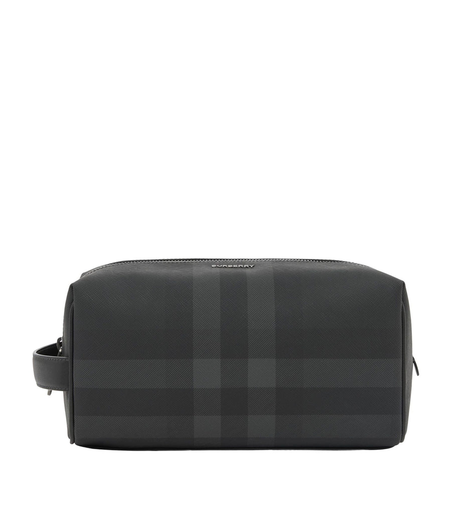 Small Leather and Canvas London Check Pouch