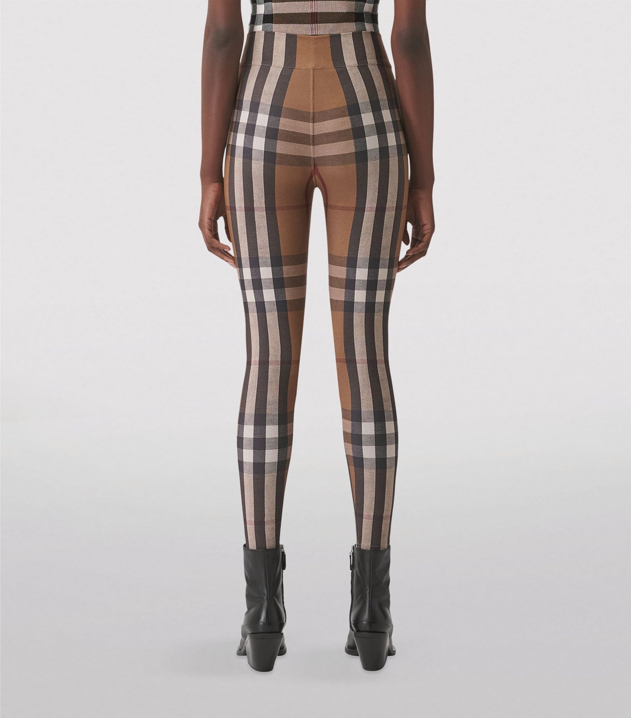 Checked stretch-jersey leggings