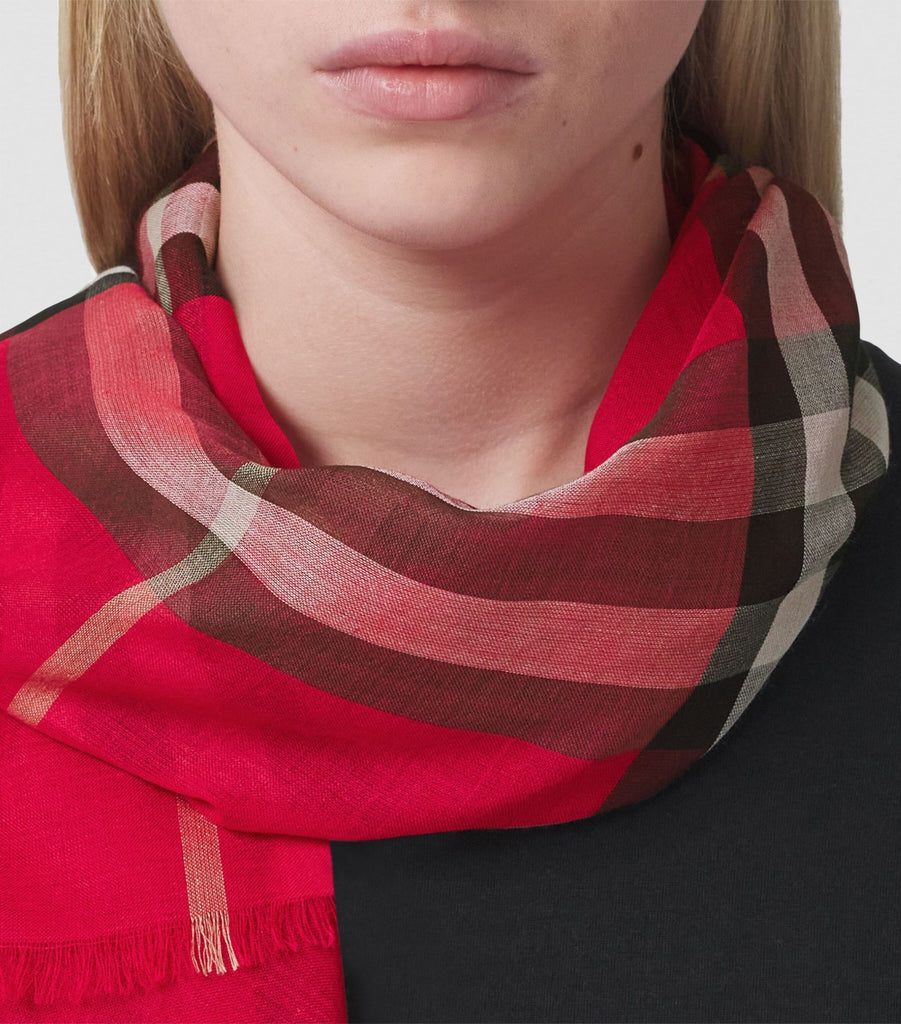 Wool-Silk Check Scarf