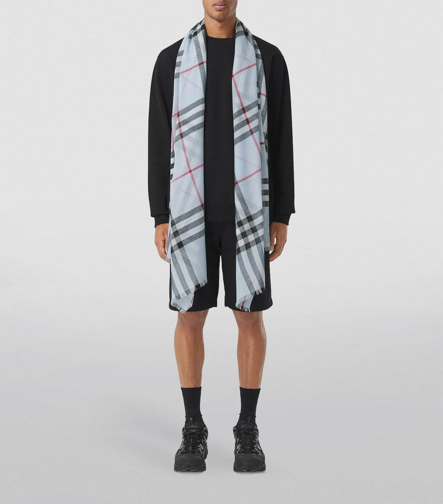 Wool-Silk Check Scarf