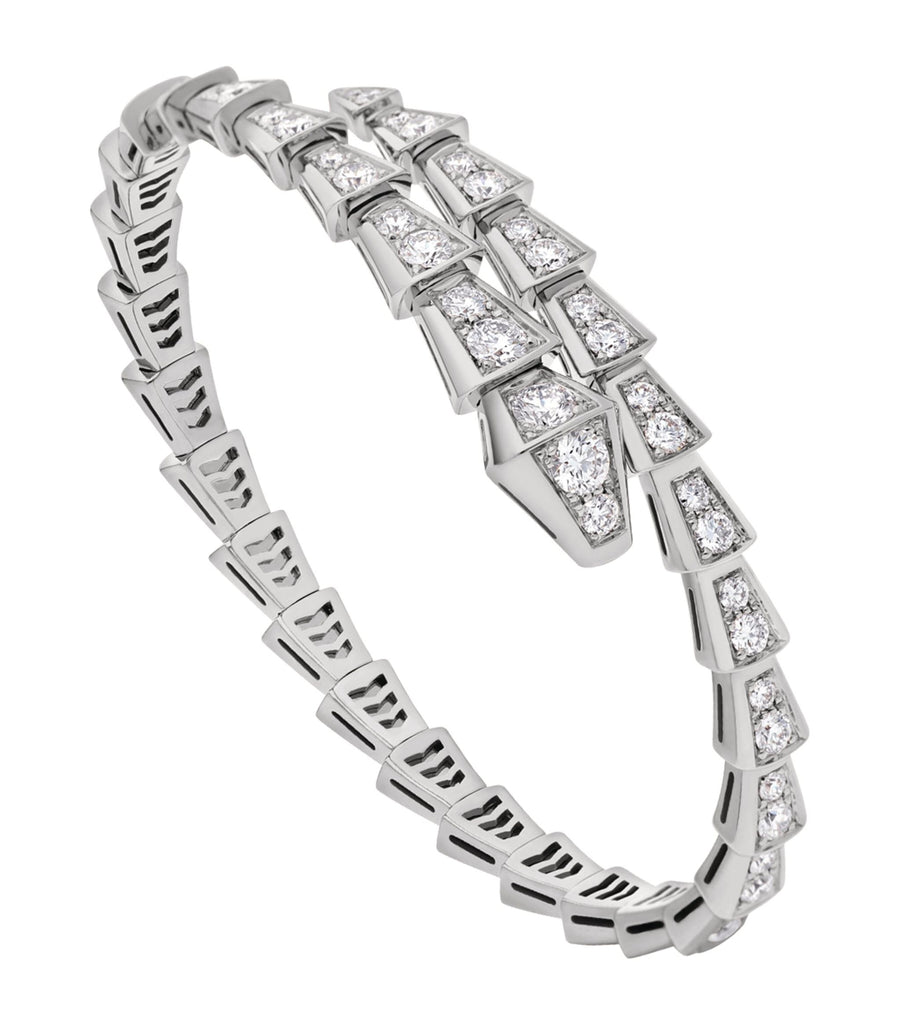 Medium White Gold and Diamond Serpenti Viper Bracelet