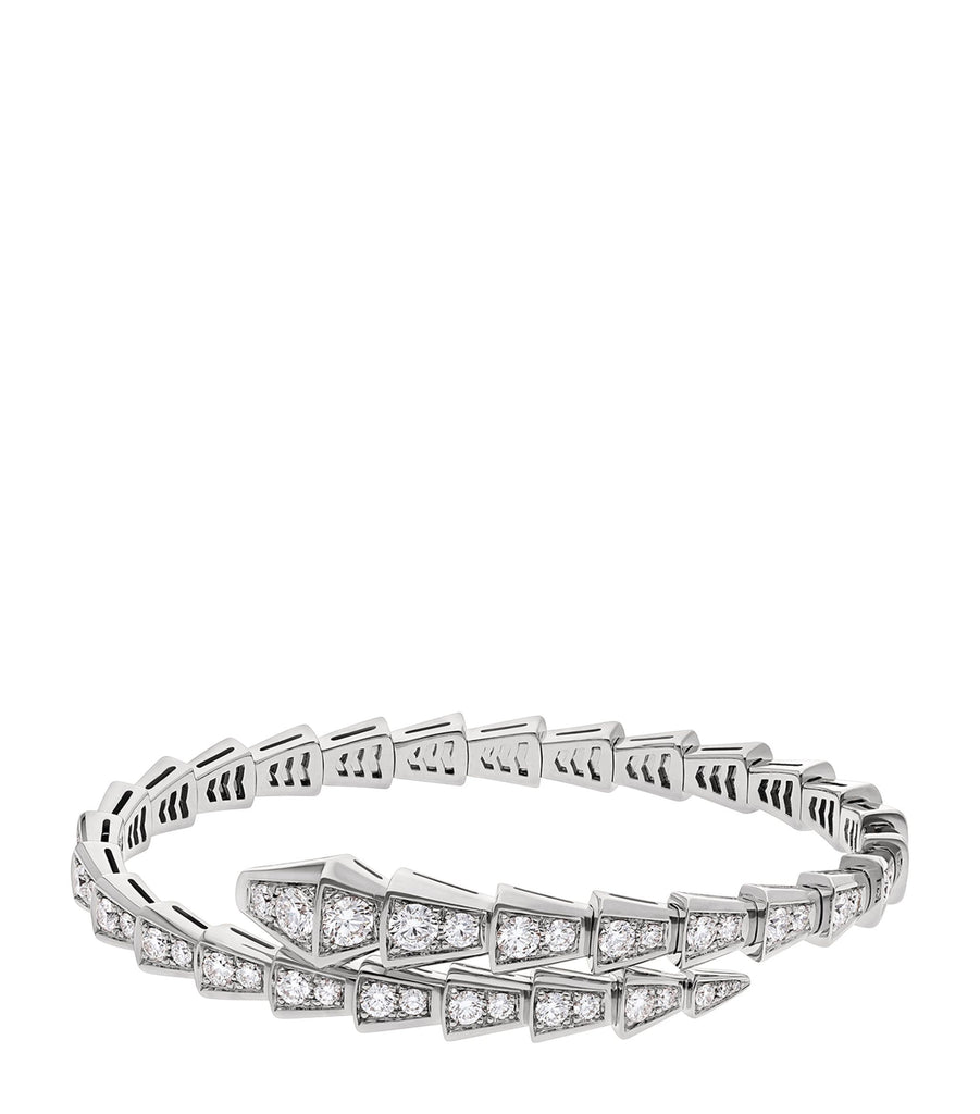 Medium White Gold and Diamond Serpenti Viper Bracelet