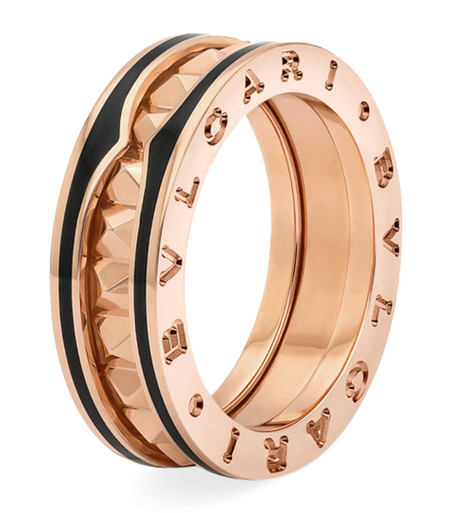 Rose Gold and Black Ceramic B.zero1 Rock One-Band Ring