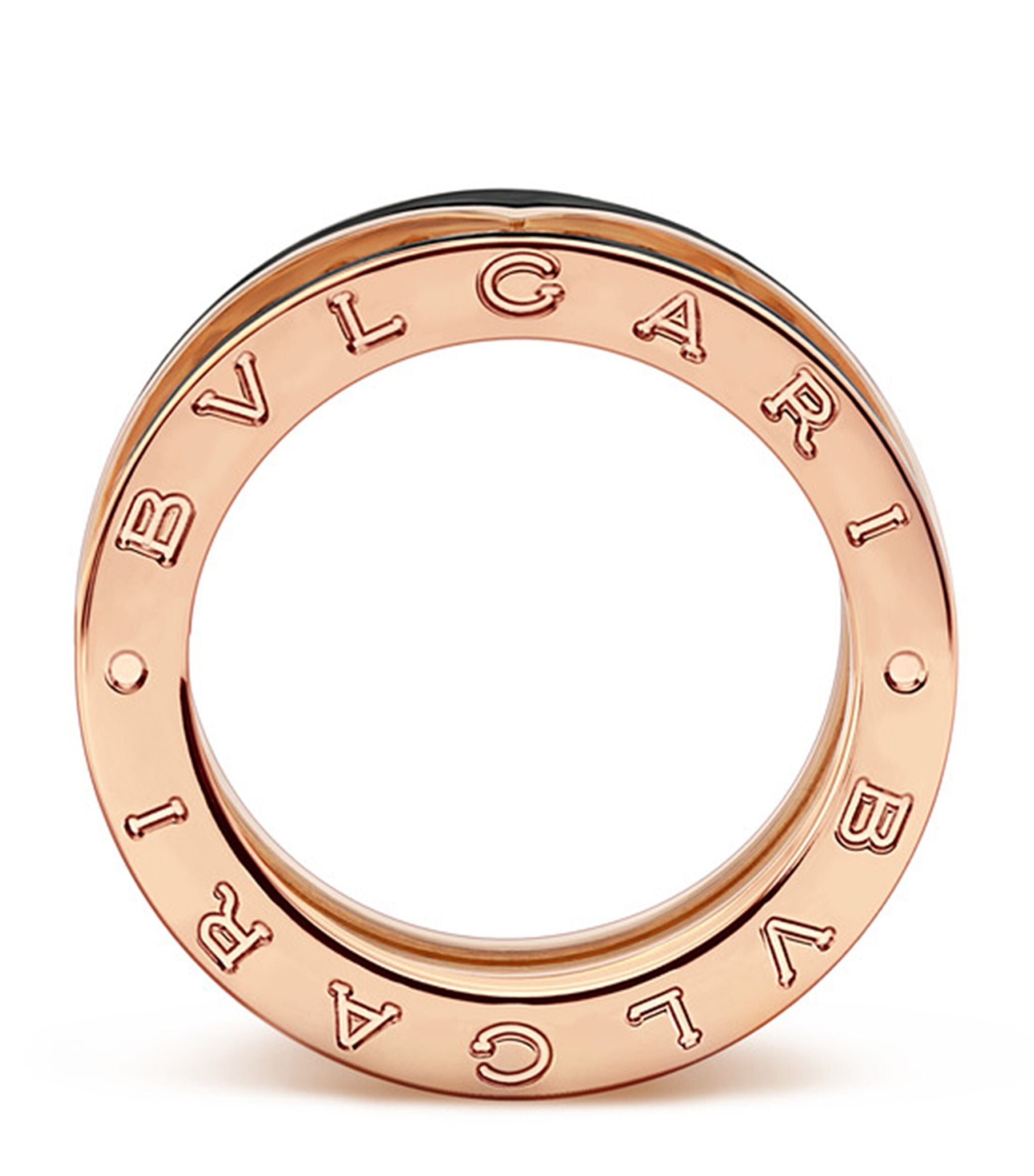 Rose Gold and Black Ceramic B.zero1 Rock One-Band Ring GOODS Harrods   