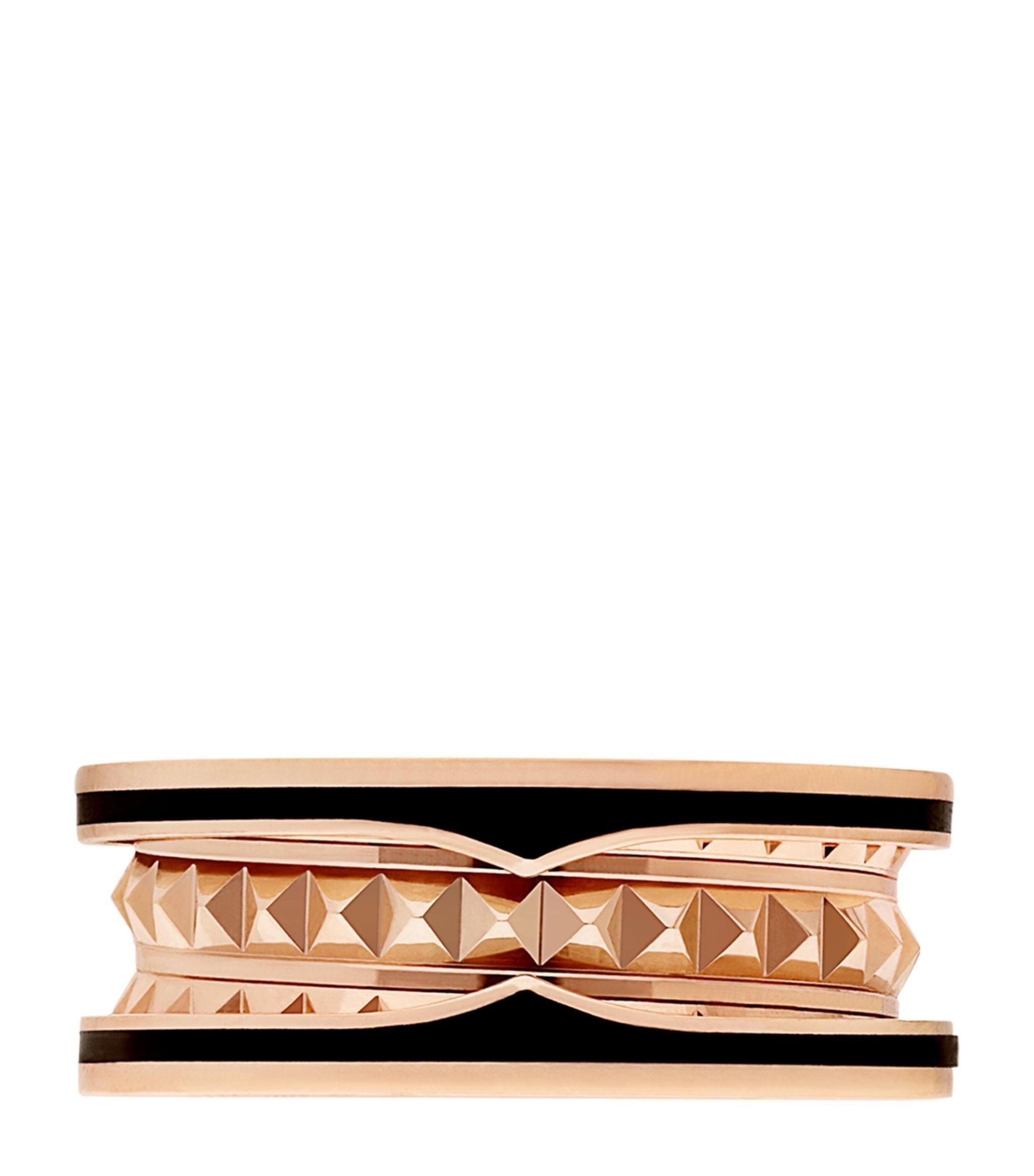 Rose Gold and Black Ceramic B.zero1 Rock Two Band Ring McGrocer