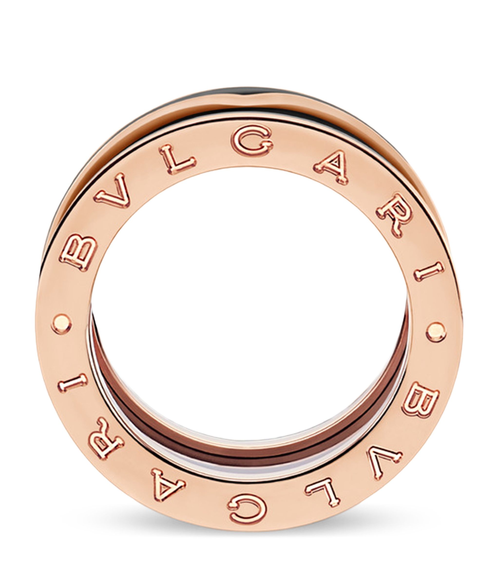 Rose Gold and Black Ceramic B.zero1 Two-Band Ring Miscellaneous Harrods   