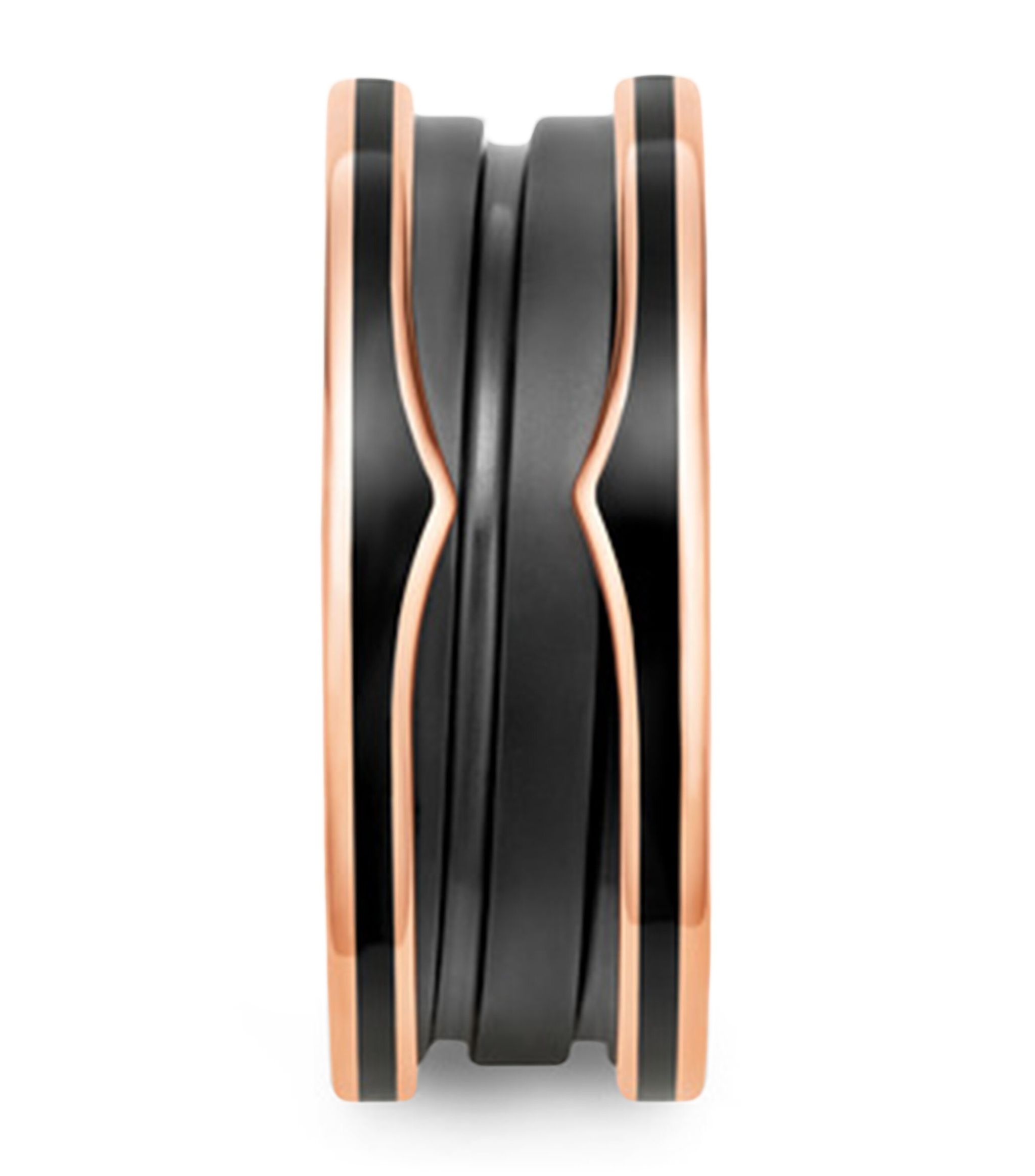 Rose Gold and Black Ceramic B.zero1 Two-Band Ring Miscellaneous Harrods   