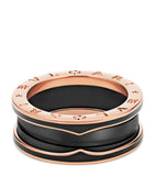 Rose Gold and Black Ceramic B.zero1 Two-Band Ring Miscellaneous Harrods   