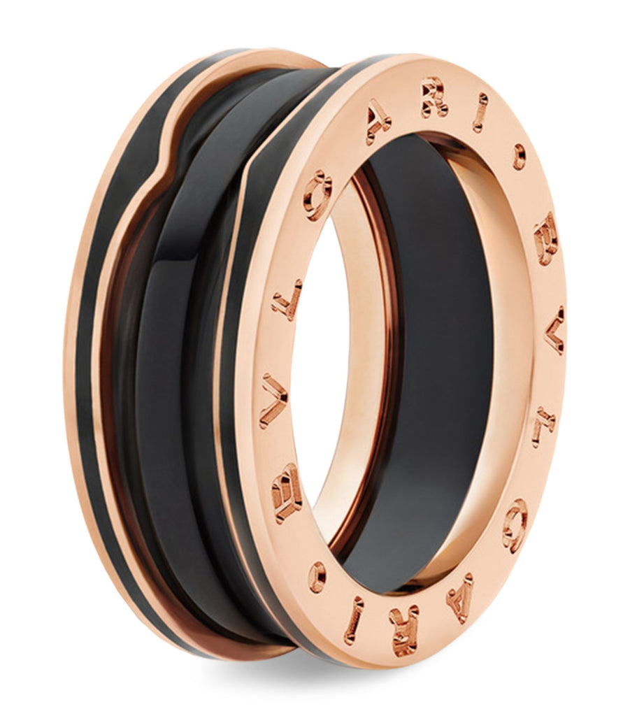 Rose Gold and Black Ceramic B.zero1 Two-Band Ring