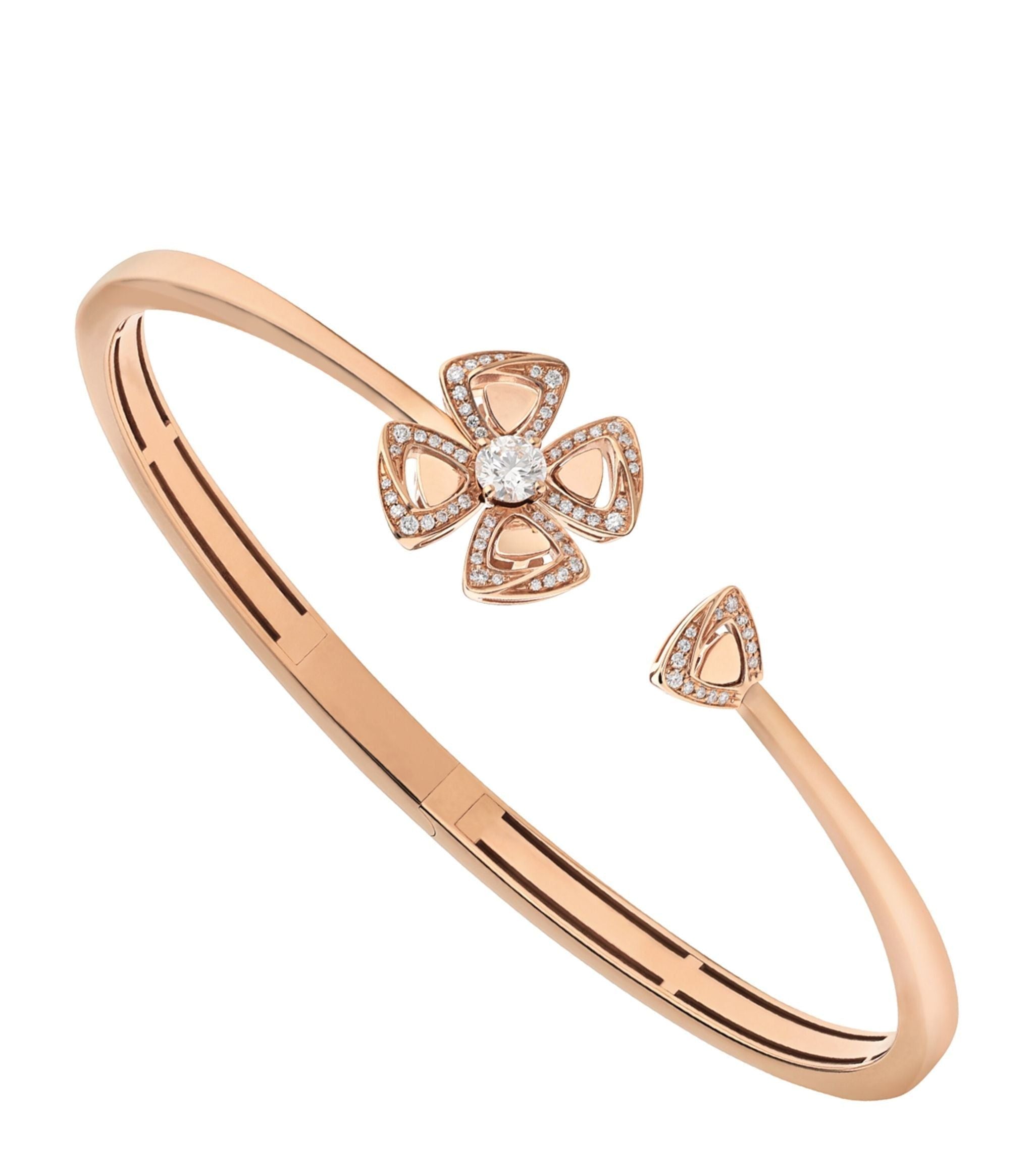 Rose Gold and Diamond Fiorever Open Bangle GOODS Harrods   