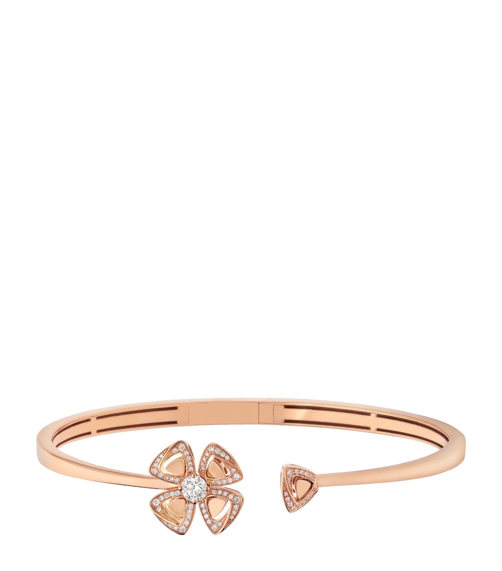 Rose Gold and Diamond Fiorever Open Bangle GOODS Harrods   