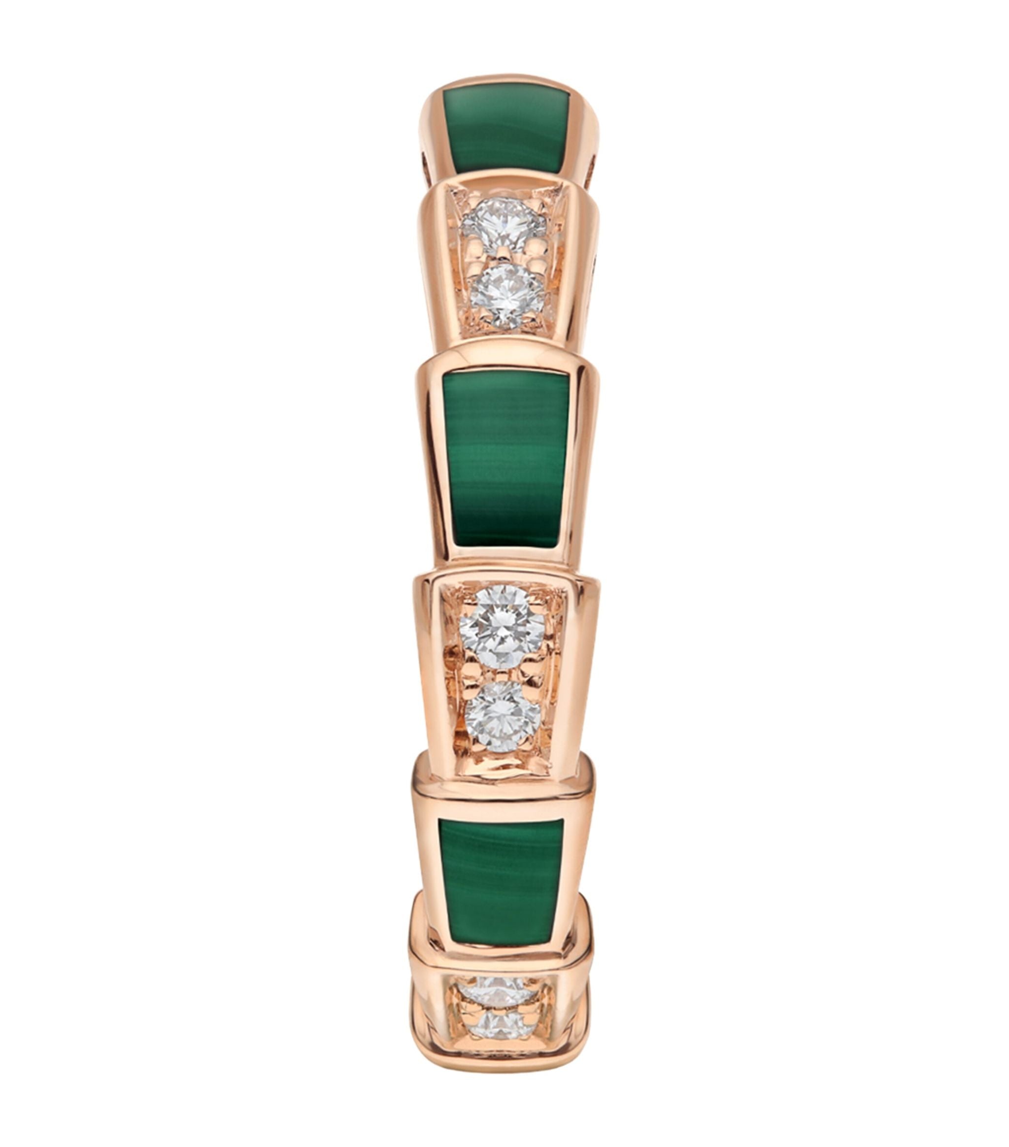 Rose Gold, Diamond and Malachite Serpenti Viper Ring Miscellaneous Harrods   