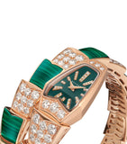 Rose Gold, Diamond and Malachite Serpenti Watch 26mm GOODS Harrods   