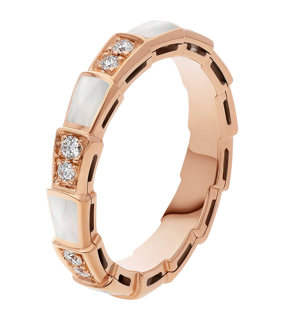 Rose Gold, Diamond and Mother-of-Pearl Serpenti Viper Ring