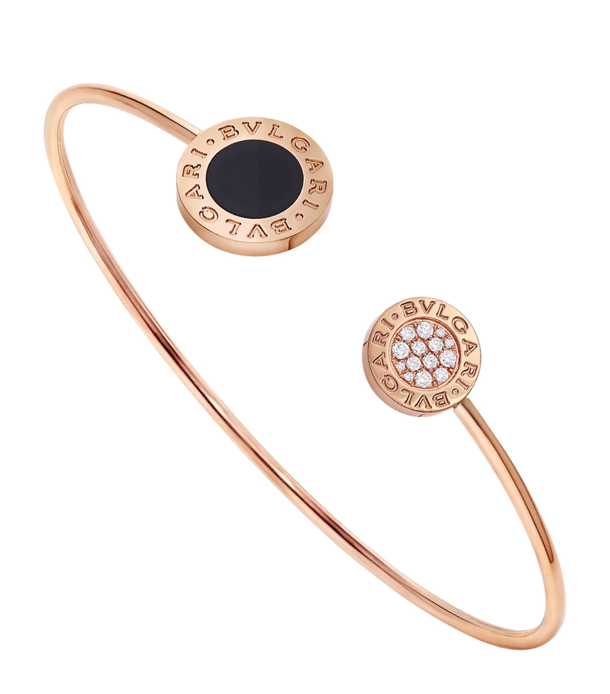 Rose Gold, Diamond and Onyx BVLGARI BVLGARI Flip Bracelet Miscellaneous Harrods   