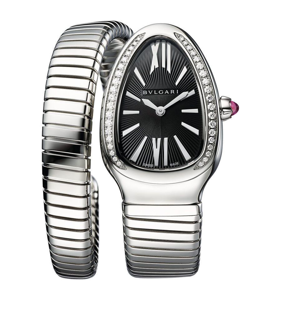 Stainless Steel and Diamond Serpenti Tubogas Watch 35mm