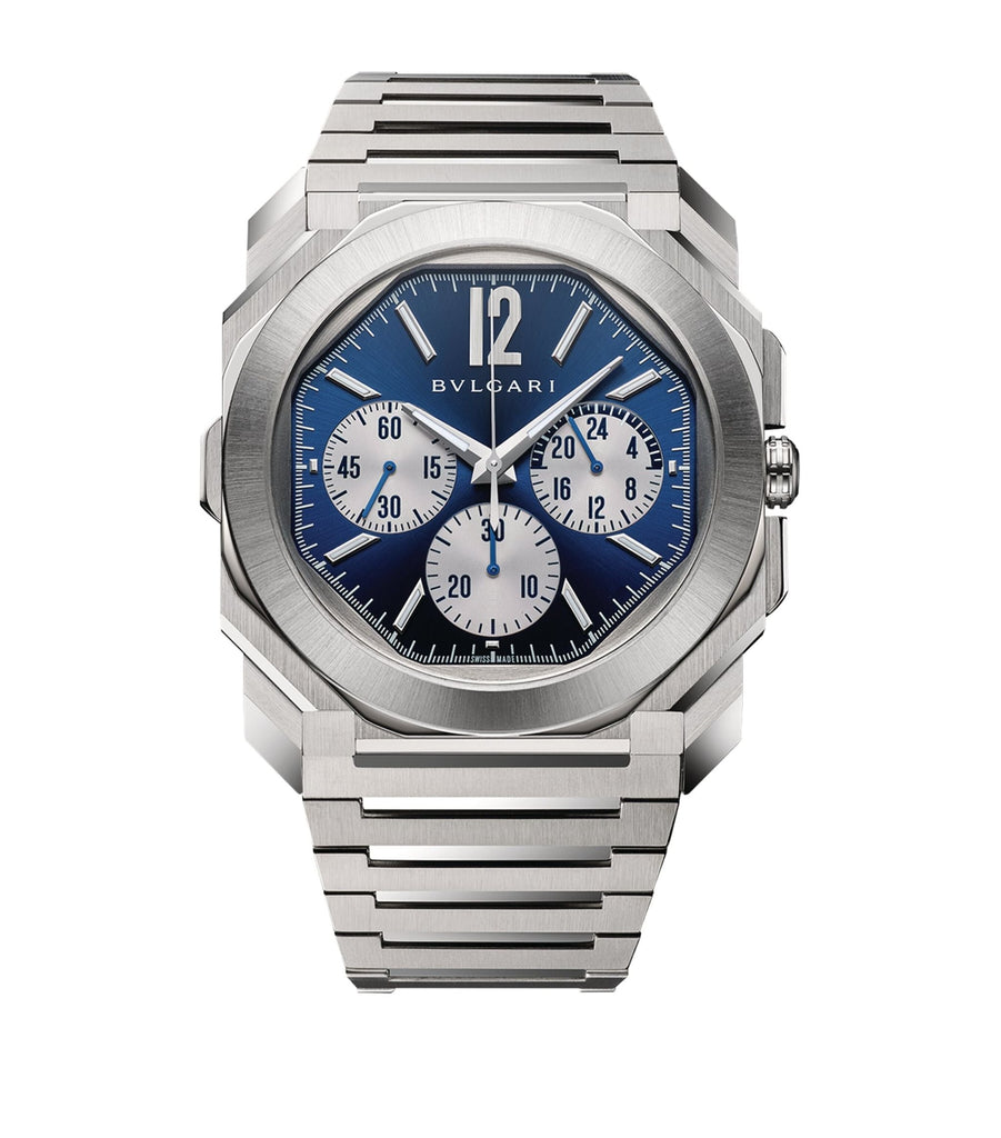 Stainless Steel Octo Finissimo Chronograph GMT Watch 43mm