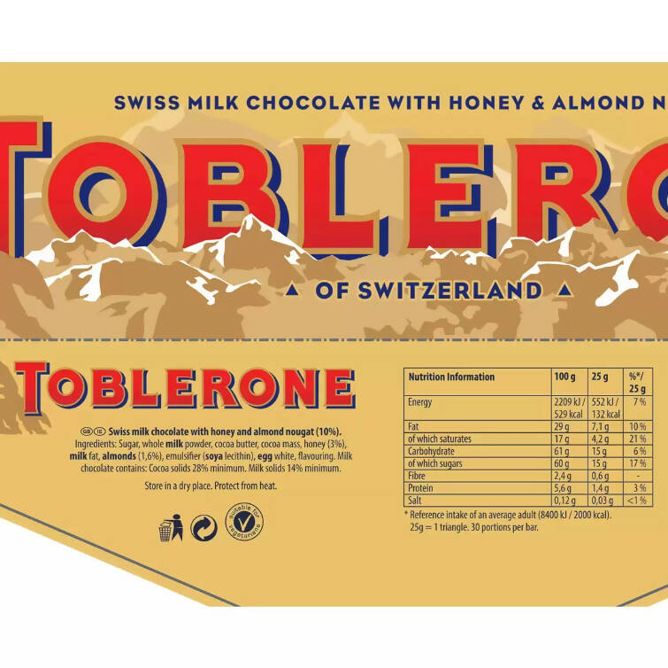 Toblerone Swiss Milk Chocolate, 750g