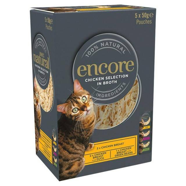 Encore Natural Chicken Selection In Broth Cat Pouches 5x50g - McGrocer