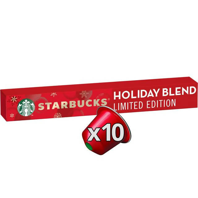 Starbucks Holiday Blend Limited Edition by Nespresso Medium Roast Coffee Pods Tube of 10 57g