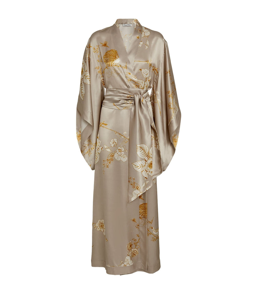 Silk Butterfly-Sleeve Long Kimono