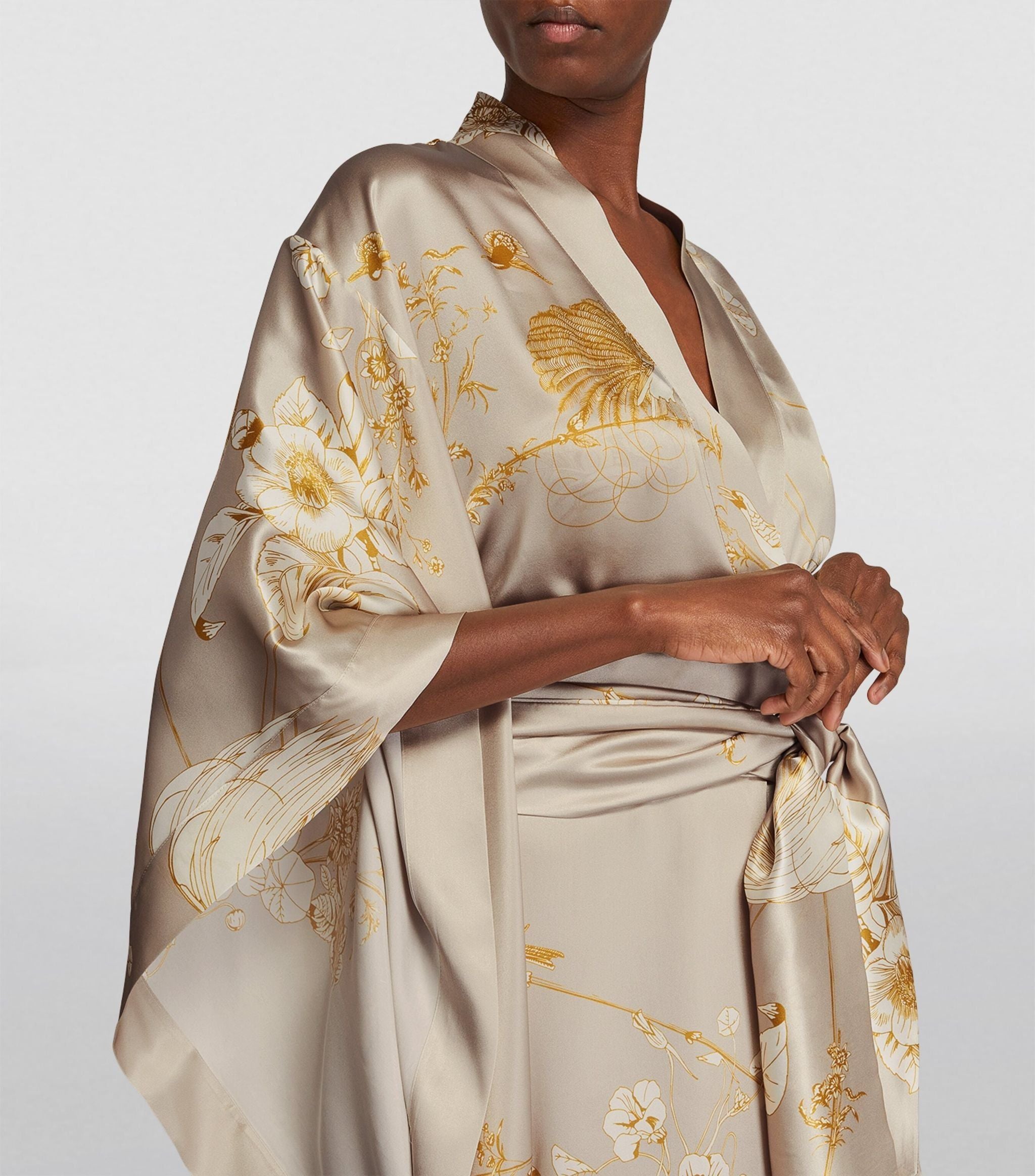 Silk Butterfly-Sleeve Long Kimono GOODS Harrods   