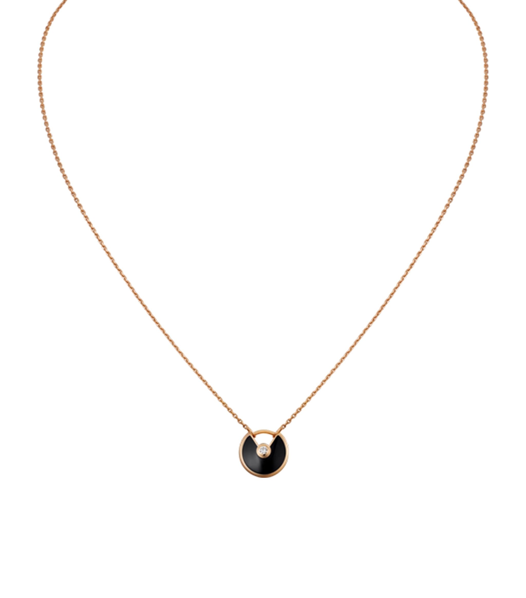 Extra Small Rose Gold and Onyx Amulette de Cartier Necklace Miscellaneous Harrods   