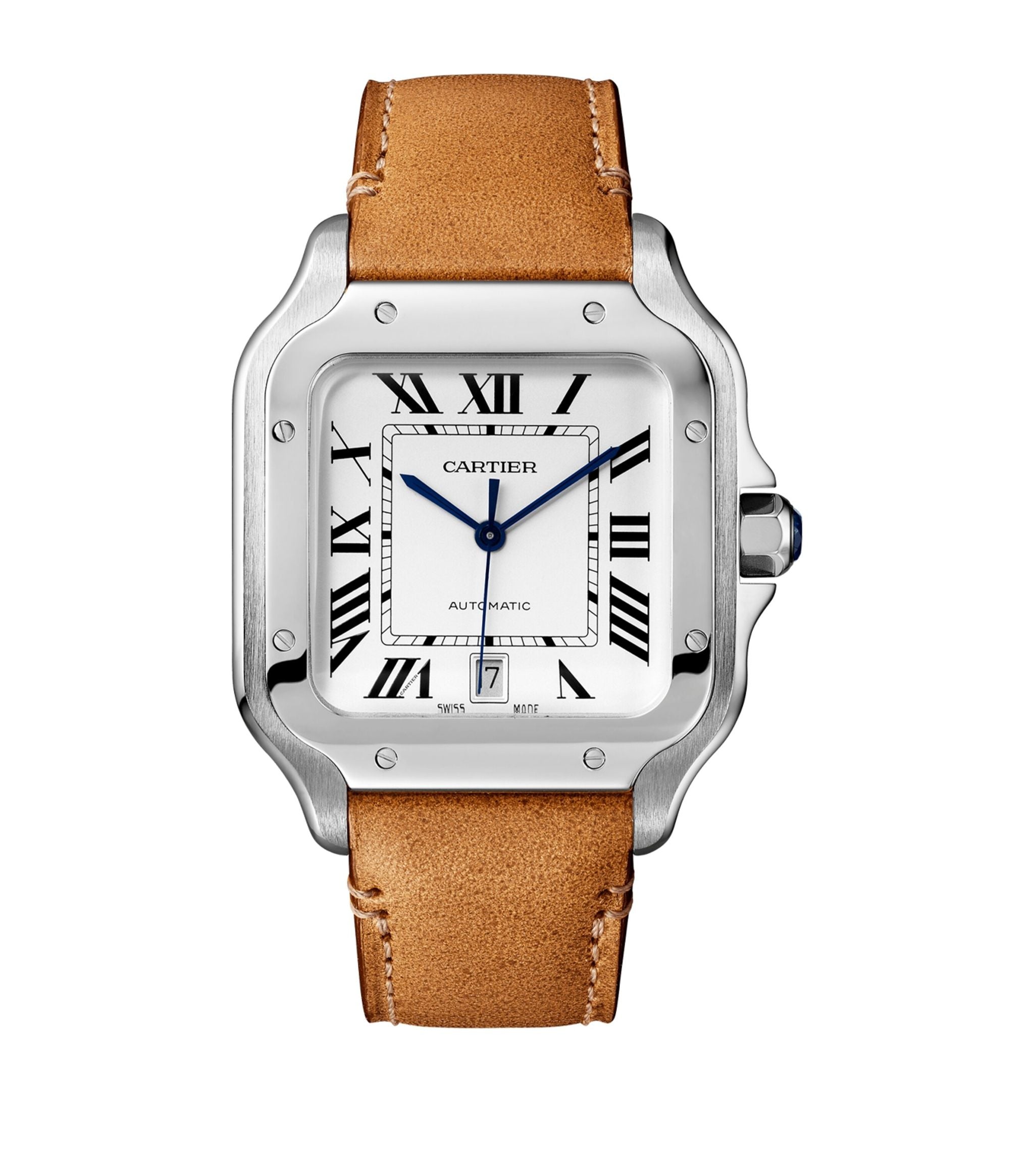 Large Steel Santos de Cartier Watch 39.8mm GOODS Harrods   