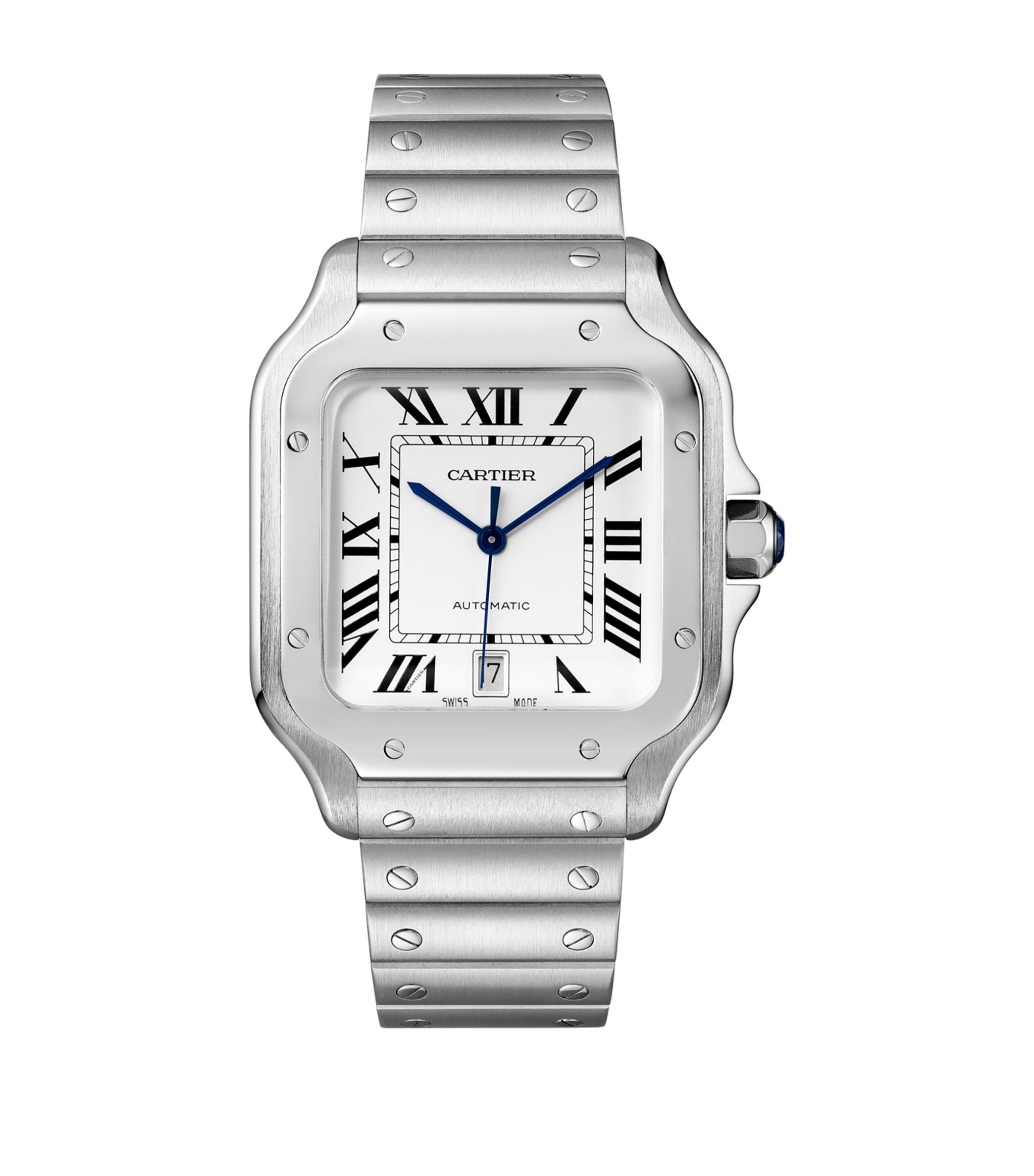 Large Steel Santos de Cartier Watch 39.8mm GOODS Harrods   