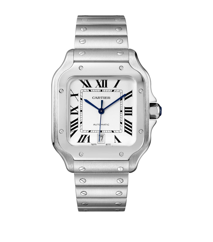 Large Steel Santos de Cartier Watch 39.8mm