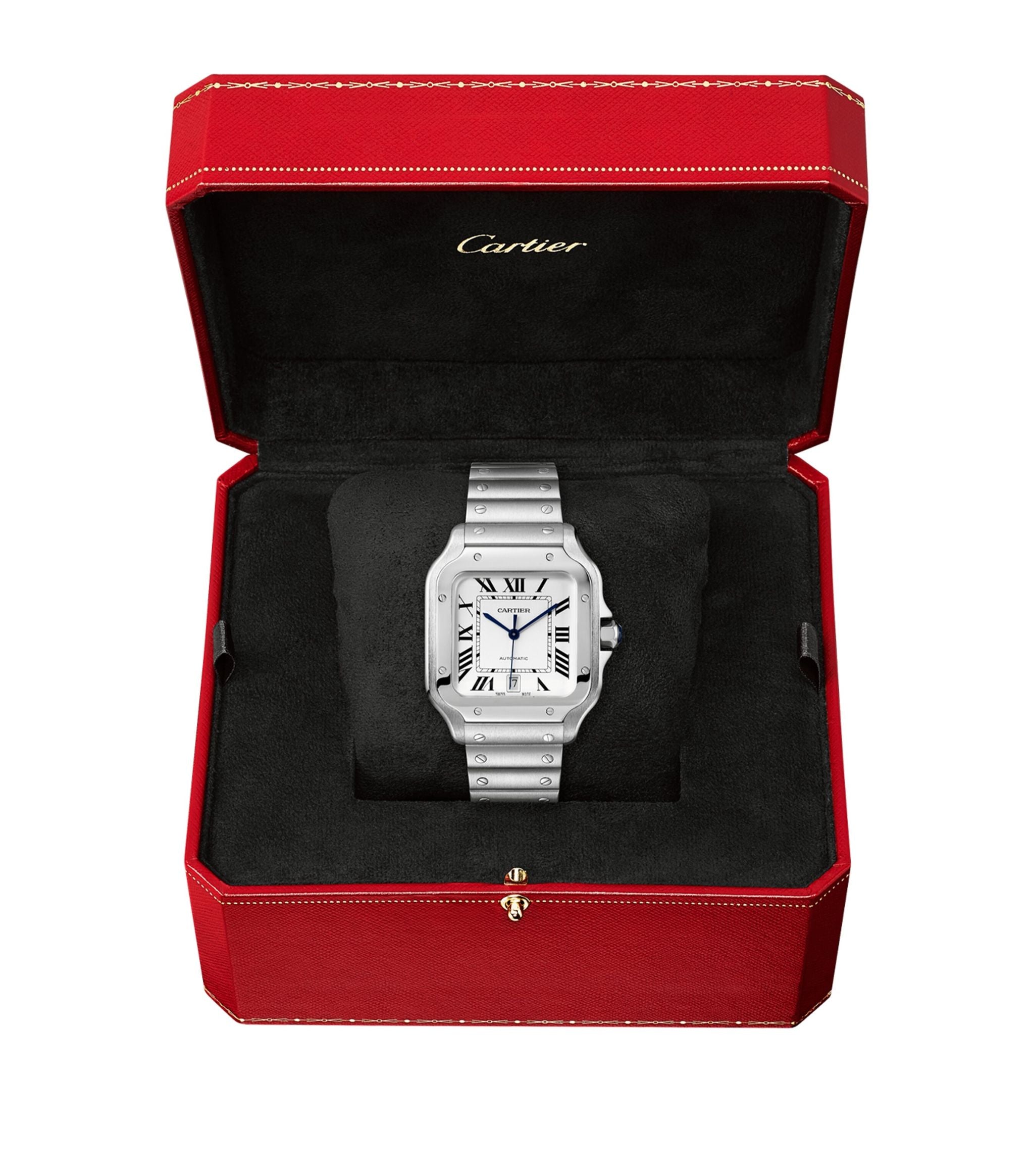 Large Steel Santos de Cartier Watch 39.8mm GOODS Harrods   