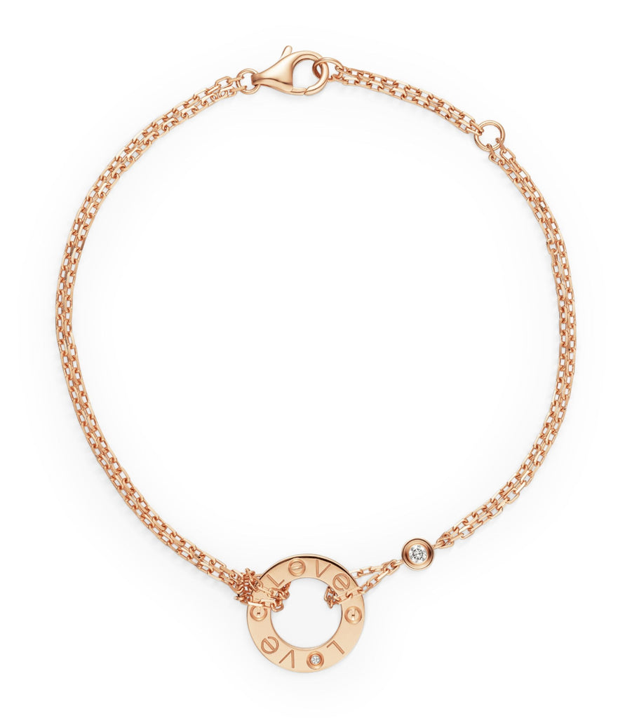 Rose Gold and Diamond LOVE Chain Bracelet