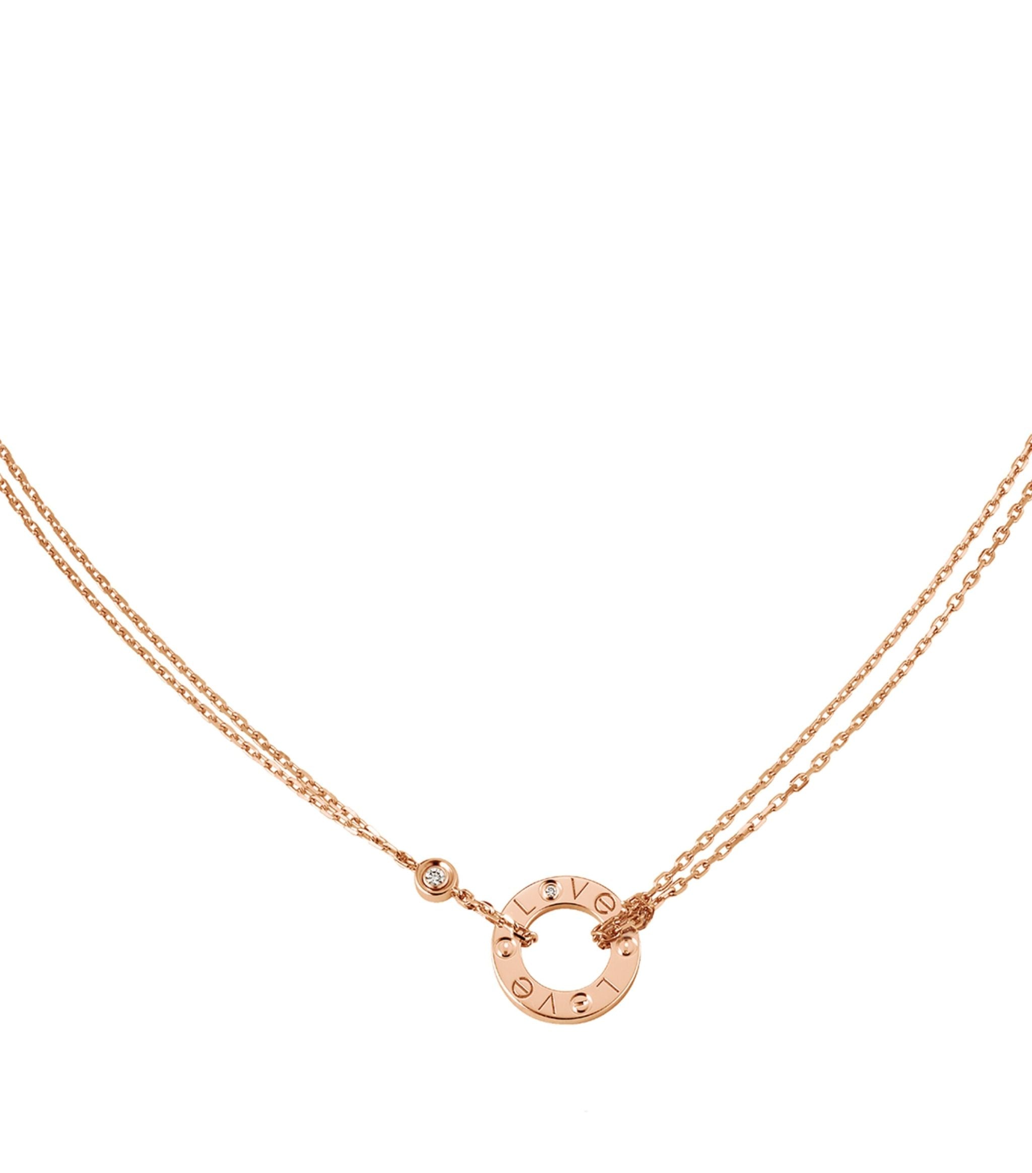 Rose Gold and Diamond LOVE Necklace GOODS Harrods   