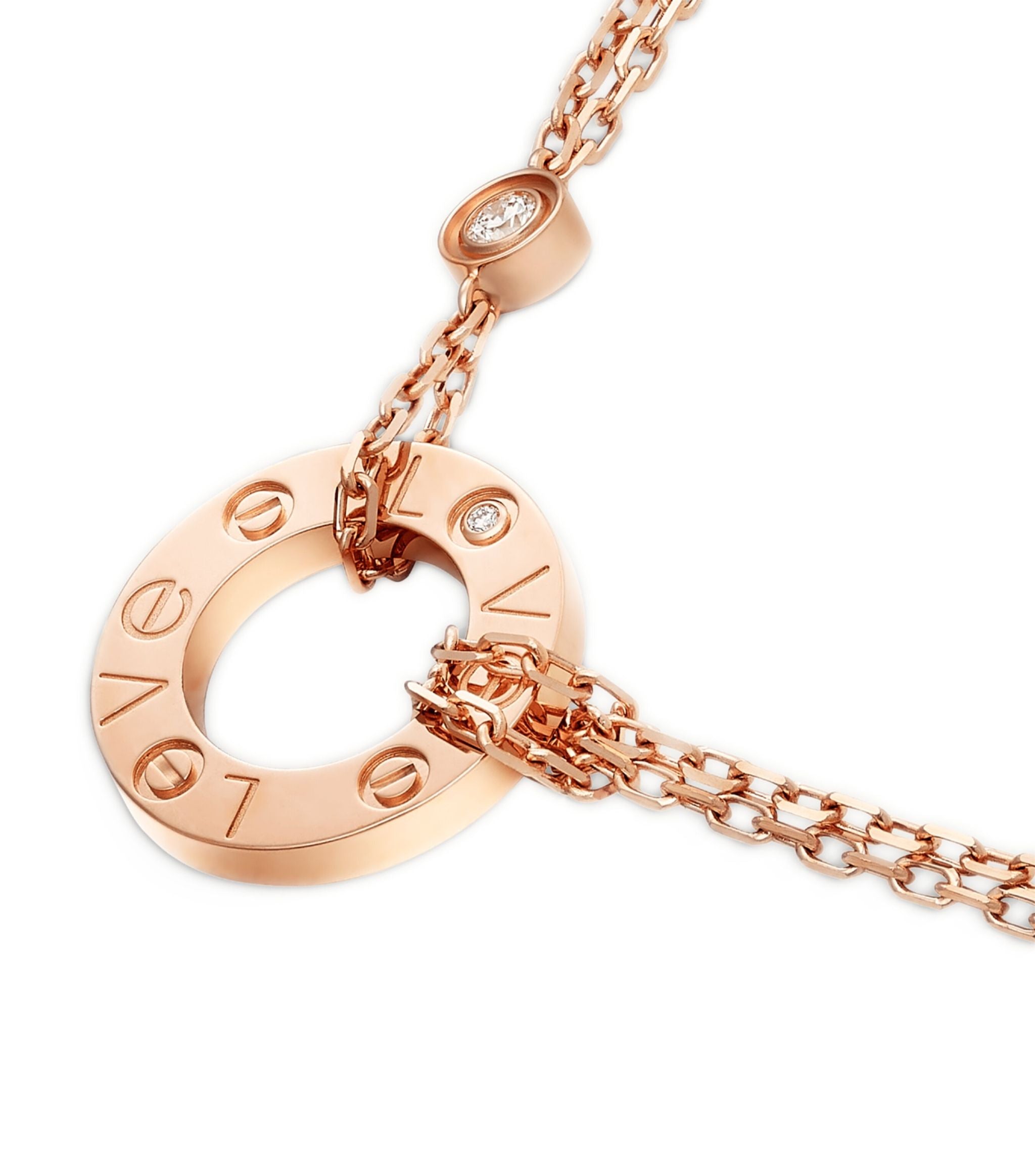 Rose Gold and Diamond LOVE Necklace GOODS Harrods   