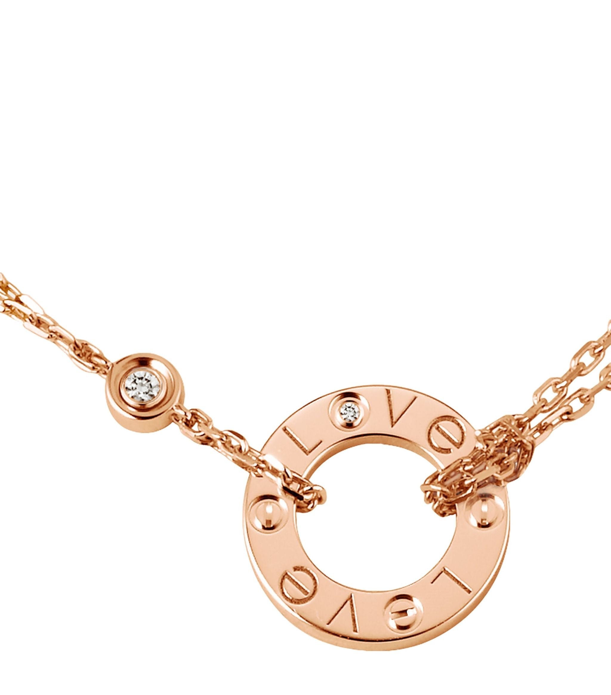 Rose Gold and Diamond LOVE Necklace GOODS Harrods   