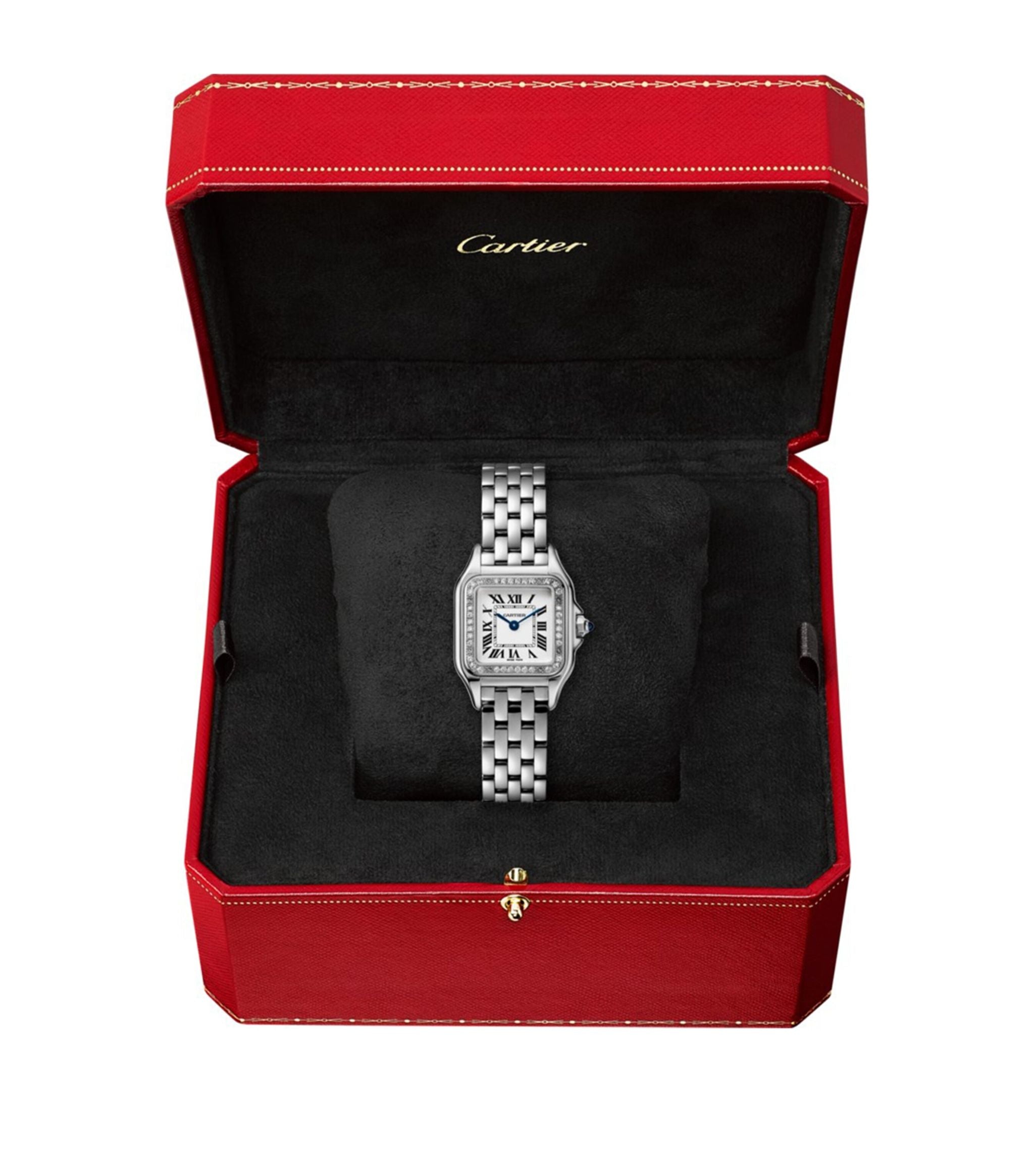 Small Stainless Steel and Diamond Panthère de Cartier Watch 30mm GOODS Harrods   