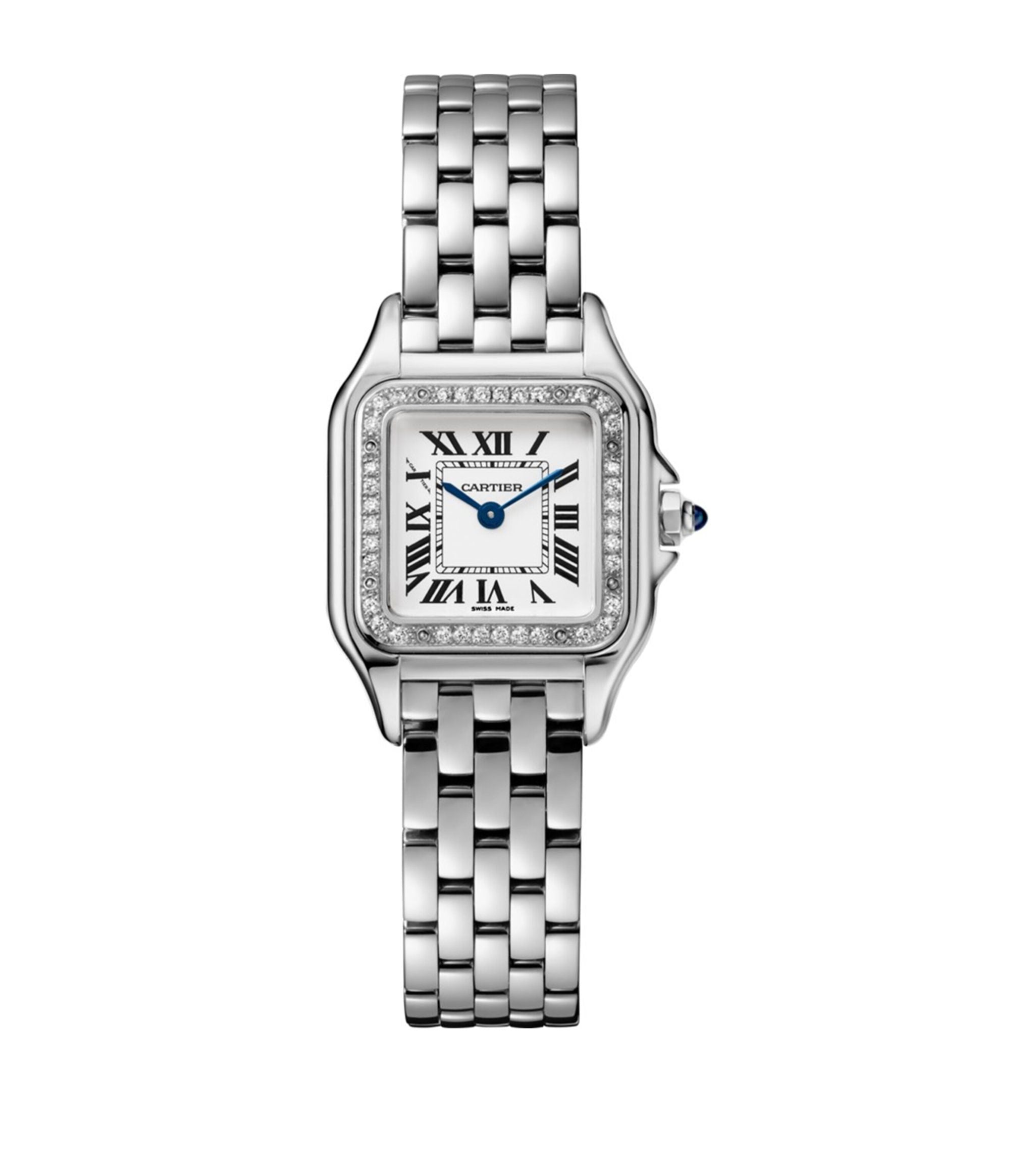 Small Stainless Steel and Diamond Panthère de Cartier Watch 30mm GOODS Harrods   