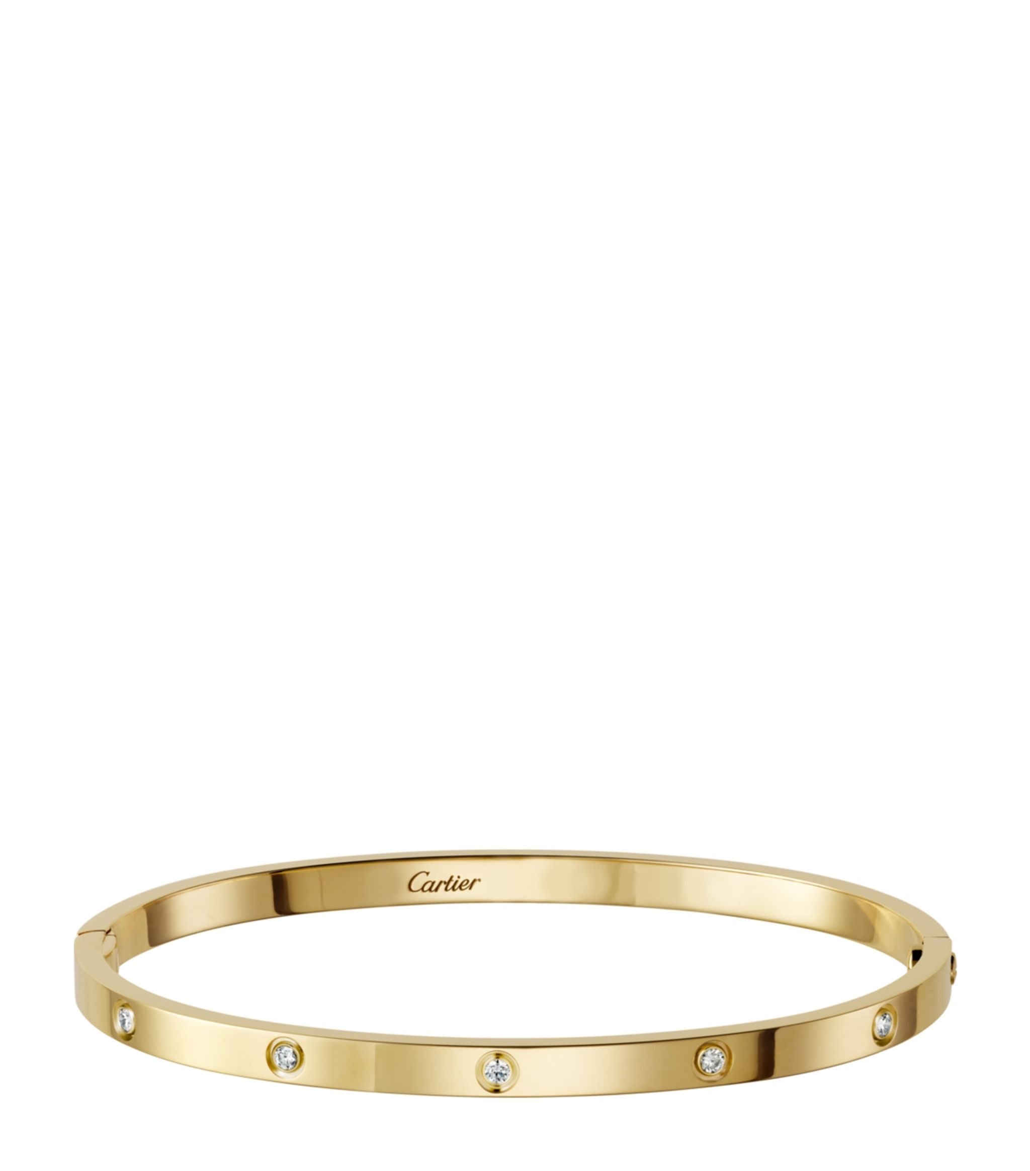 Small Yellow Gold and Diamond LOVE Bracelet GOODS Harrods   