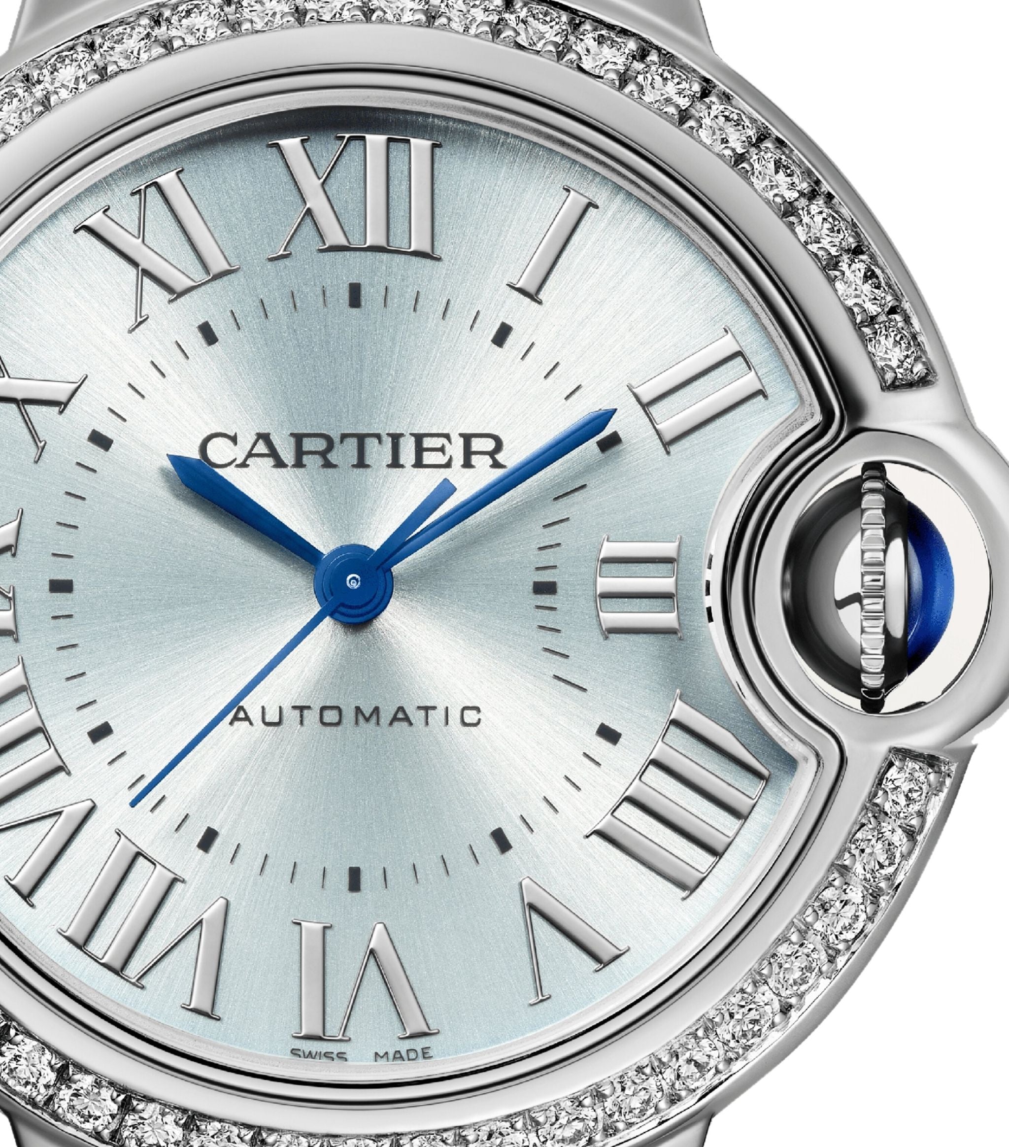 Stainless Steel and Diamond Ballon Bleu de Cartier Watch 33mm GOODS Harrods   