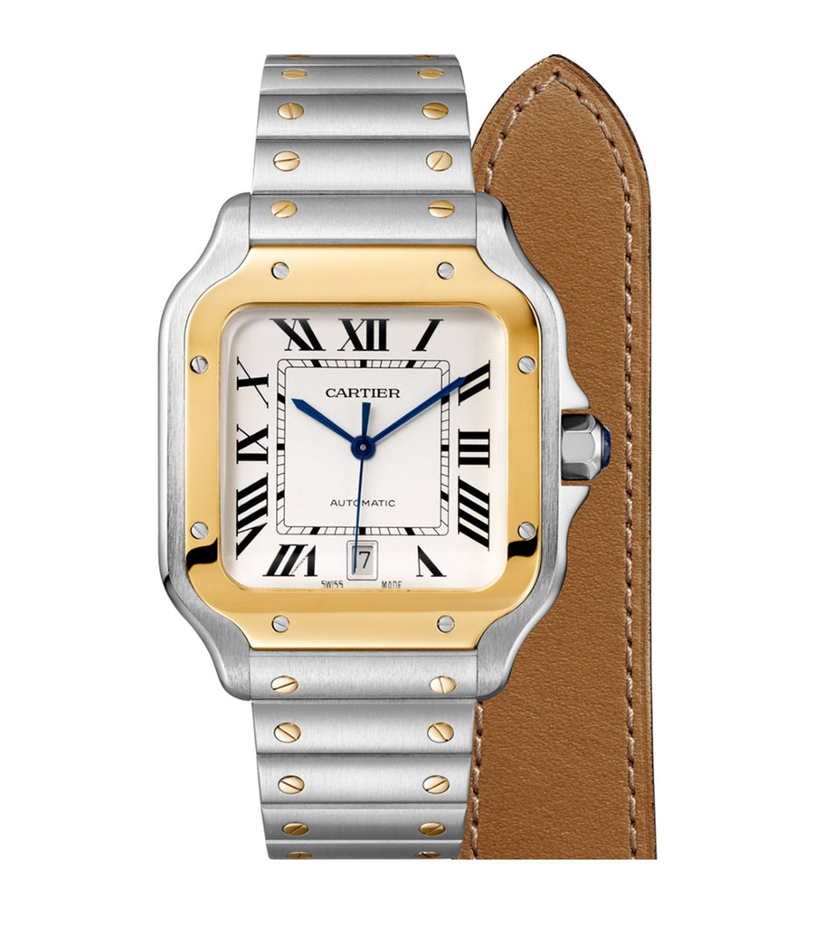 Stainless Steel and Yellow Gold Santos de Cartier Watch 39.8mm