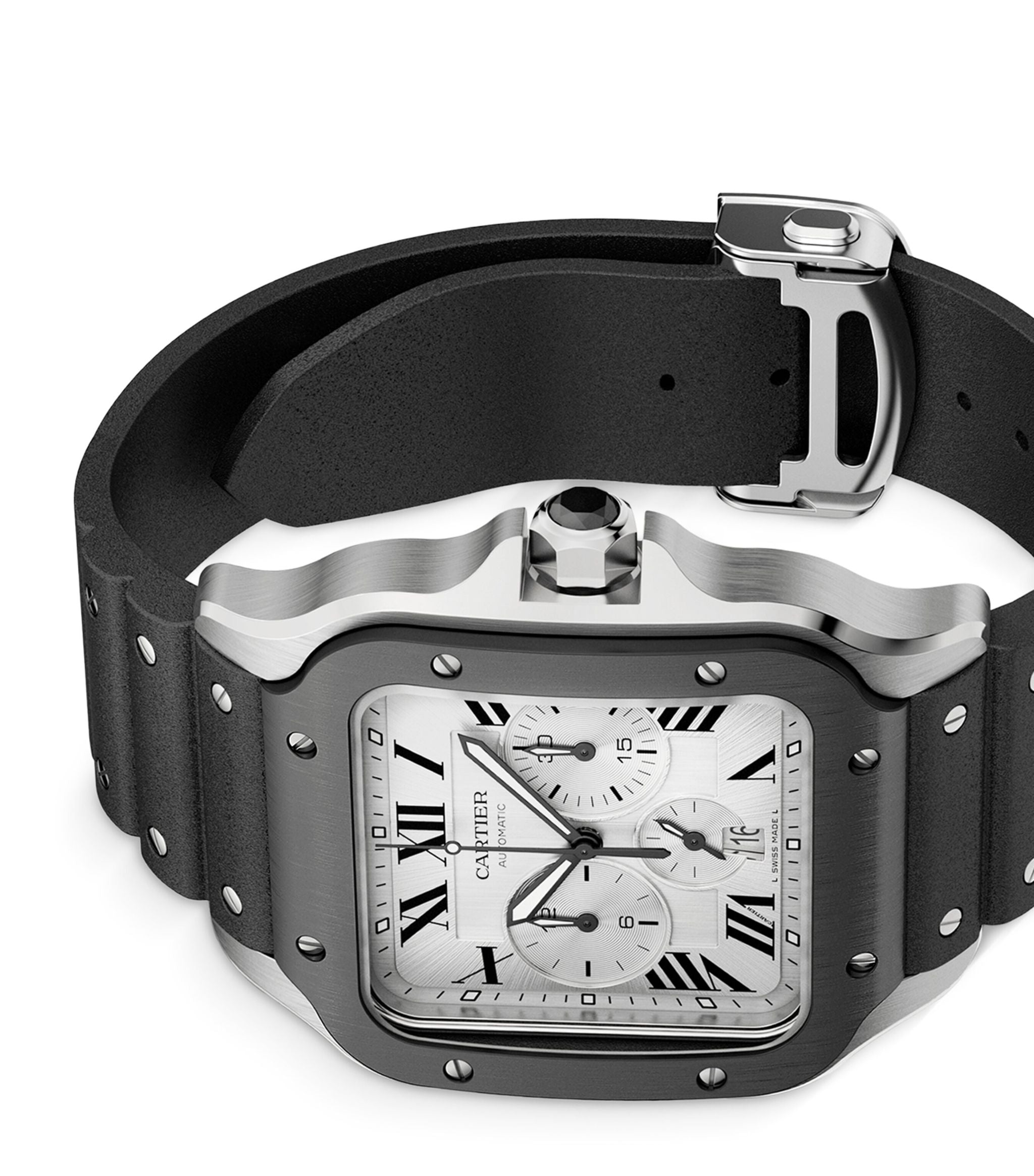 Stainless Steel Santos de Cartier Watch 43.3mm GOODS Harrods   