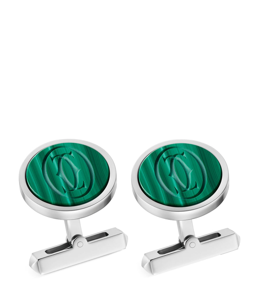 Sterling Silver and Malachite Double C Cufflinks