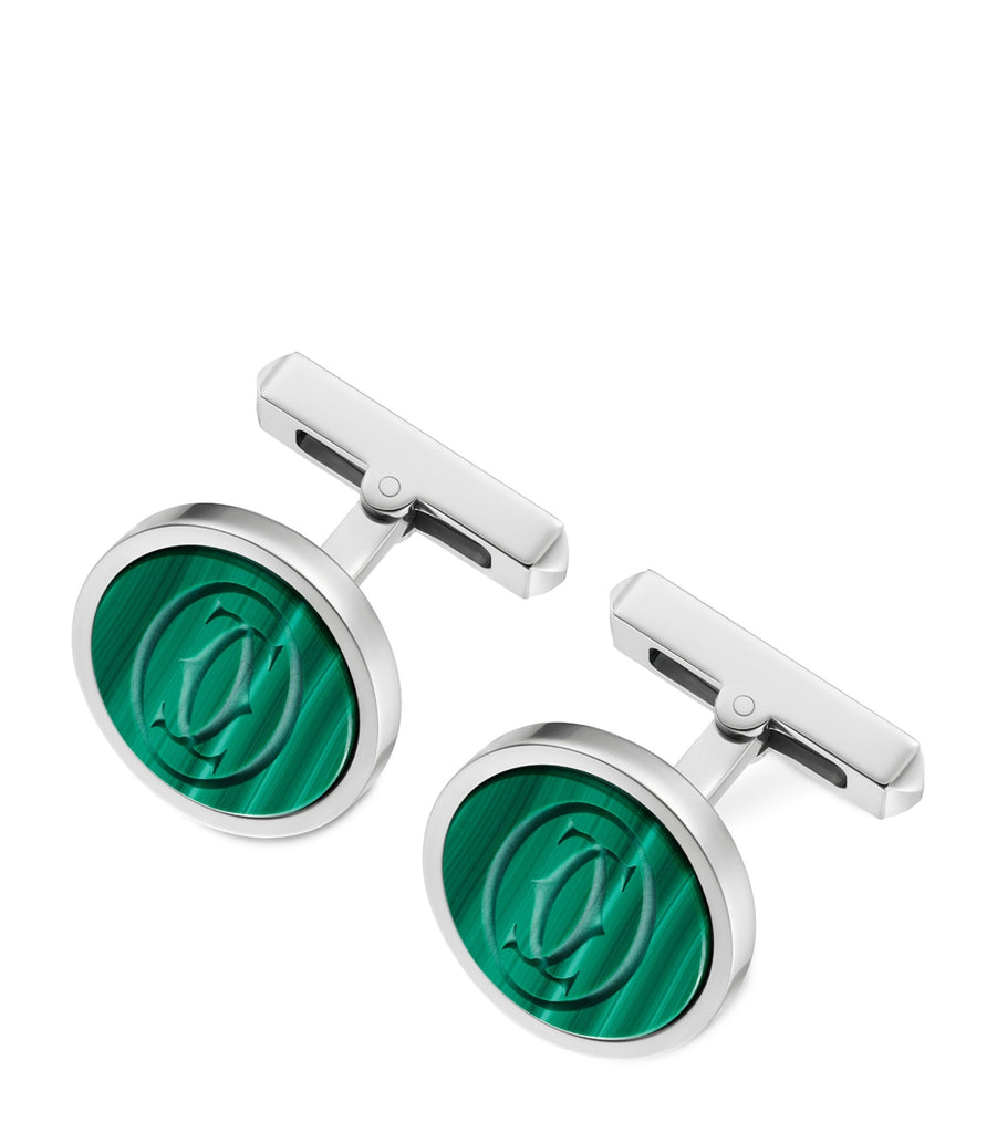 Sterling Silver and Malachite Double C Cufflinks