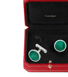 Sterling Silver and Malachite Double C Cufflinks GOODS Harrods   