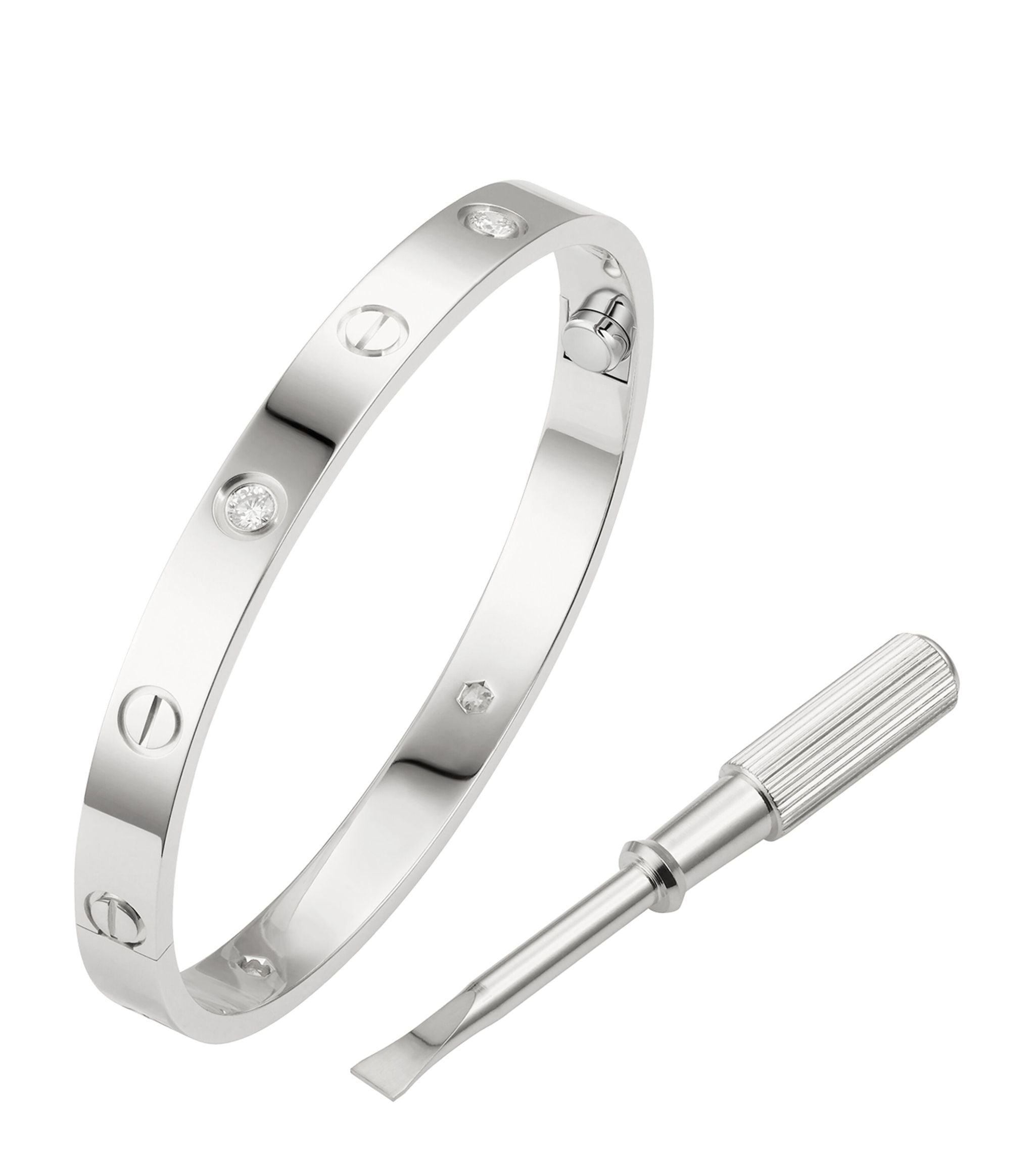 White Gold and Diamond LOVE Bracelet GOODS Harrods   