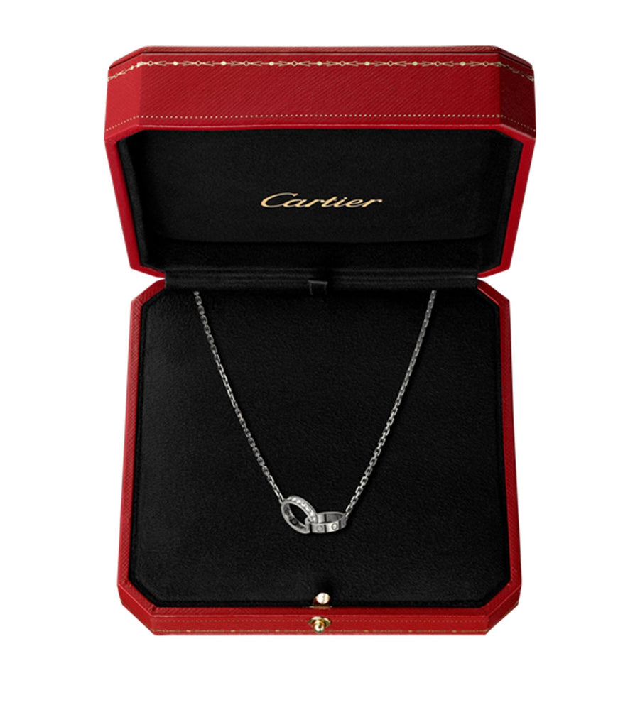 White Gold and Diamond LOVE Necklace