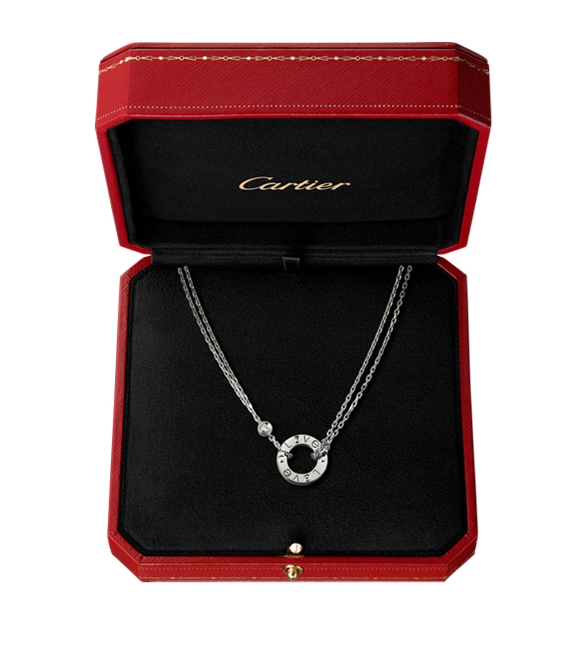 White Gold and Diamond LOVE Necklace GOODS Harrods   