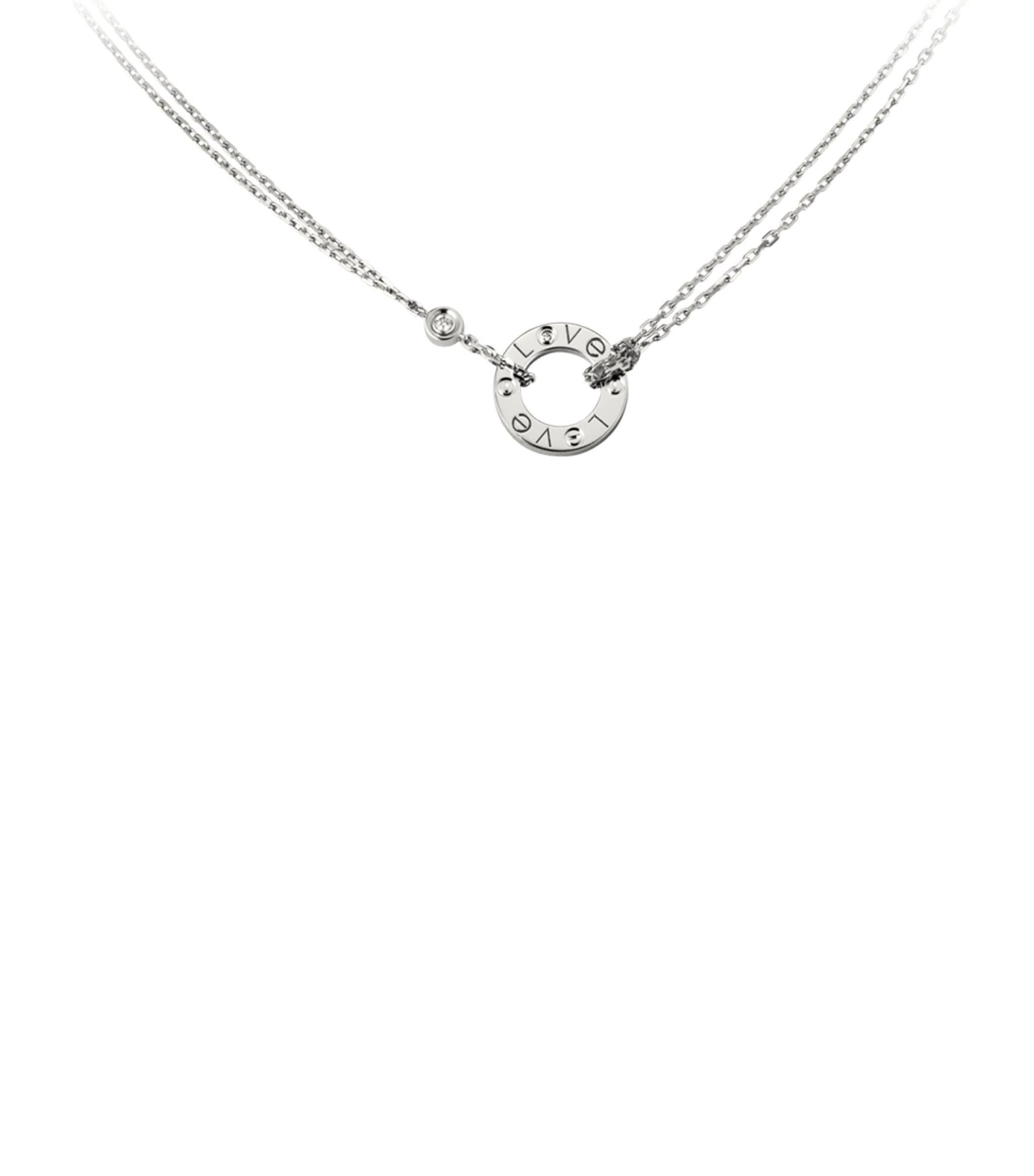 White Gold and Diamond LOVE Necklace GOODS Harrods   