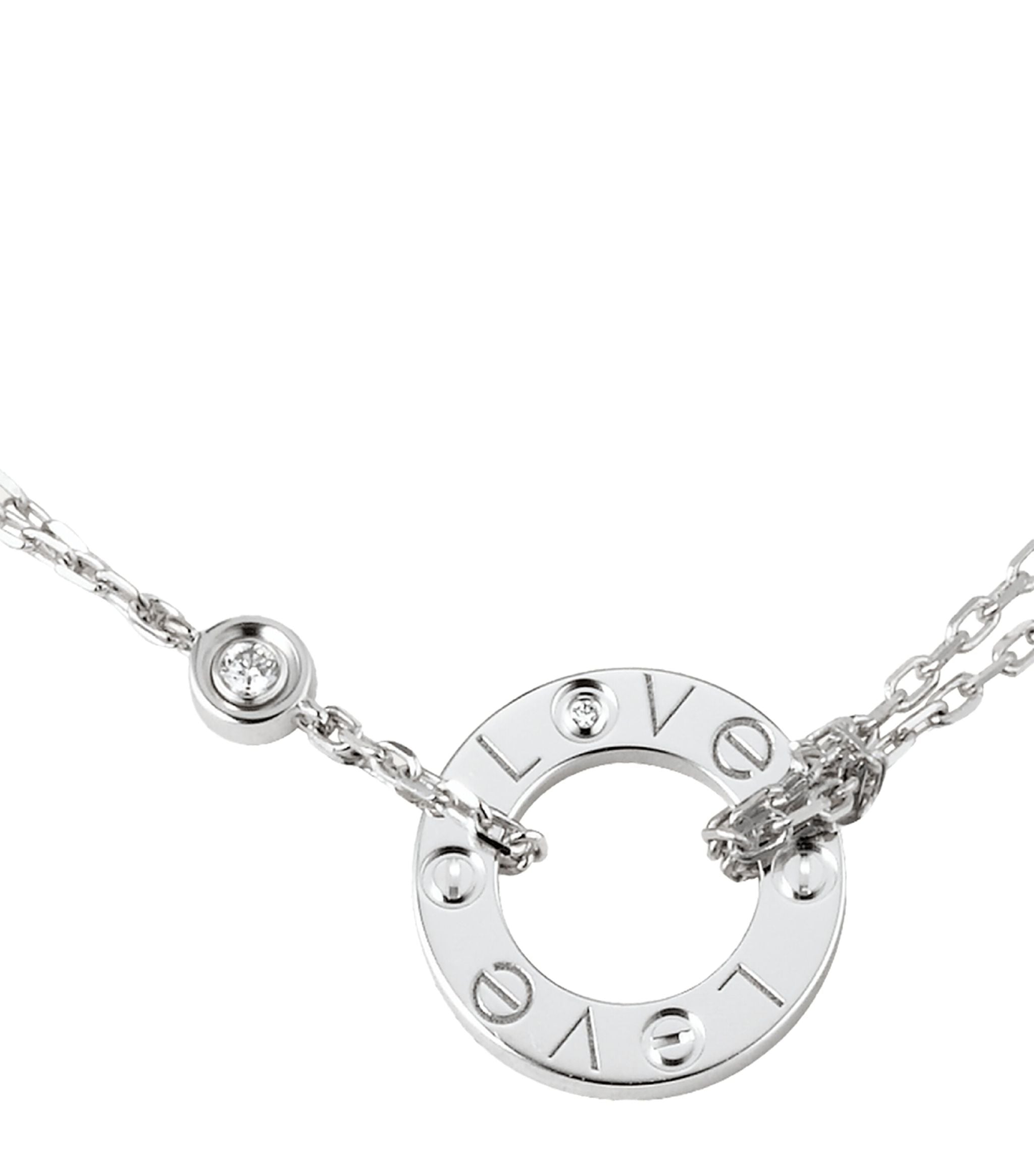 White Gold and Diamond LOVE Necklace GOODS Harrods   